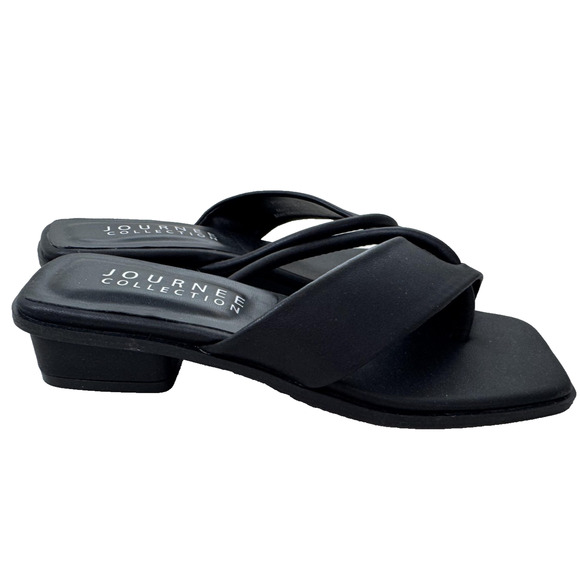 Journee Collection Mina Shoes Womens Size 6 Black Low Block Heel Sandals Strappy - Picture 5 of 12